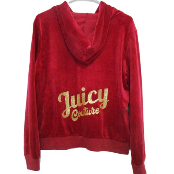 Juicy Couture Womens Velour Sweatshirt Hoodie Full Zip Hot Pink Fuchsia Large - Picture 6 of 9
